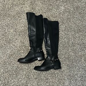 Steve Madden black leather knee high boots “RAMIRA”